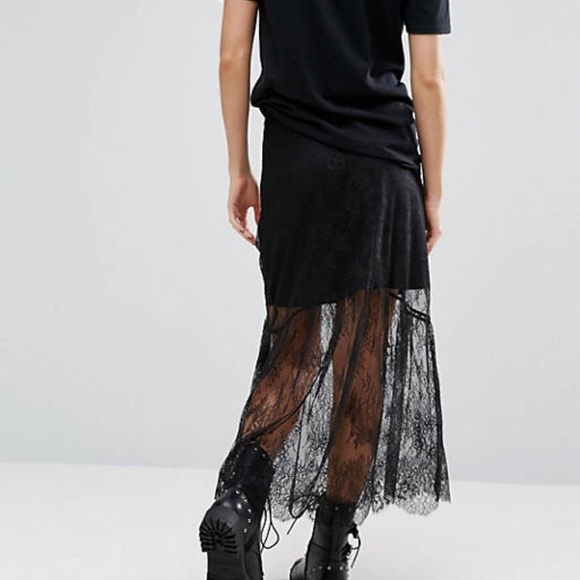 River Island Black Lace Maxi Skirt US 4 NWOT - Picture 3 of 10